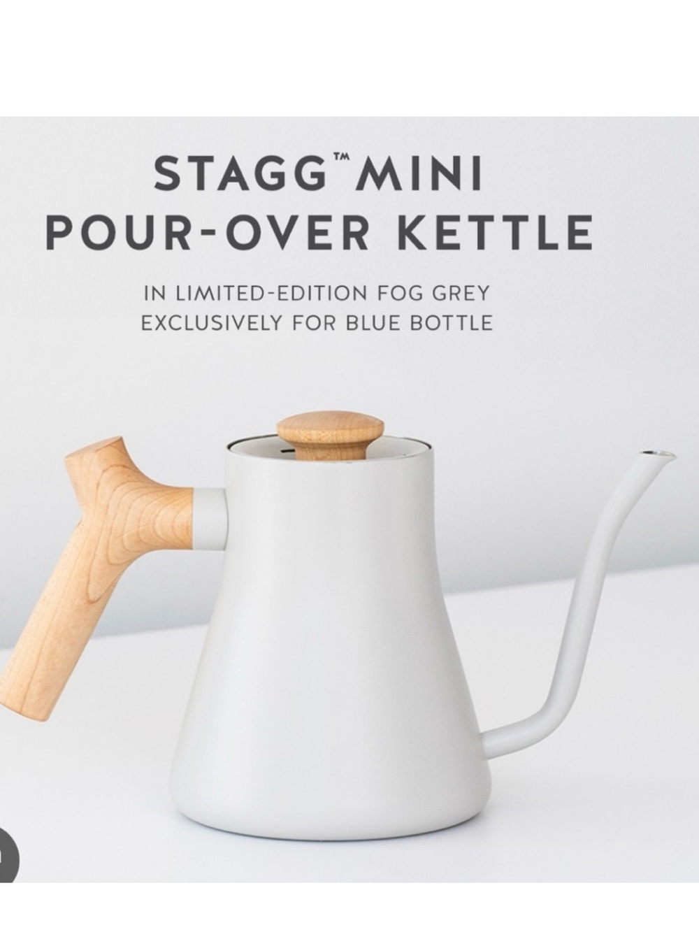 Blue Bottle Coffee x Fellow Stagg Mini Pour Over Kettle Fog Grey Limited Edition